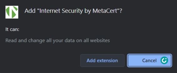 Chọn Add Extension để thêm tiện ích Internet Security quét website lừa đảo Crypto