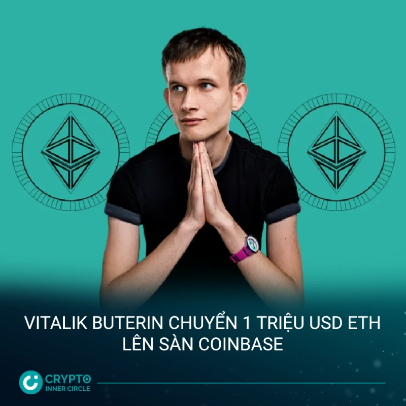 Vitalik Buterin chuyển 1 triệu USD ETH lên sàn Coinbase